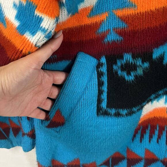 Vtg Artisanias Tuntaquimba Wool Zip Hood Jacket Aztec Southwestern Tribal Print - Picture 4 of 9